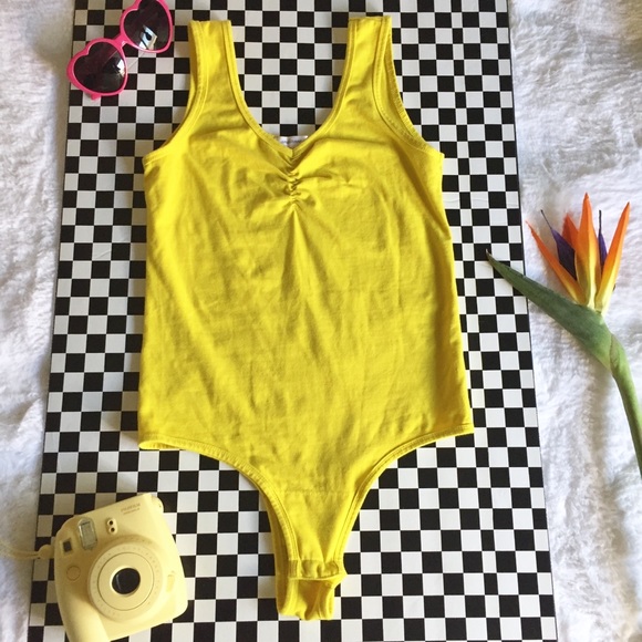 Ambiance Tops - Neon Yellow  Bodysuit Ambiance Apparel